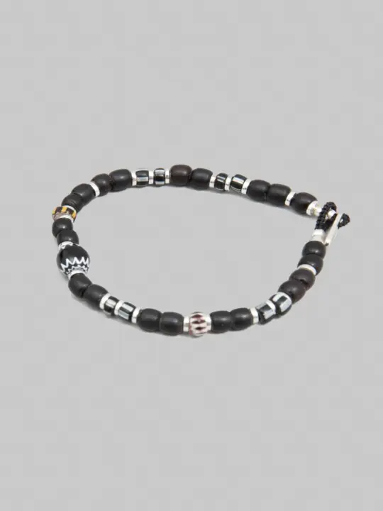 Mikia Trade Beads Bracelet Black Chevron
