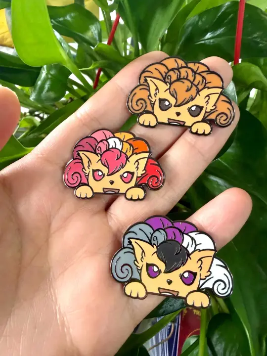 Pride Nine Tail Fox Pins (1.5” - Black Nickel)