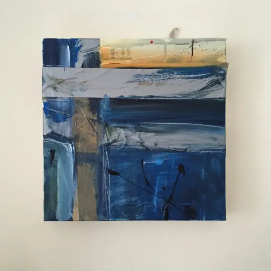 SHELTER #5 - Acrylic on canvas with tape, 30 x 30cms