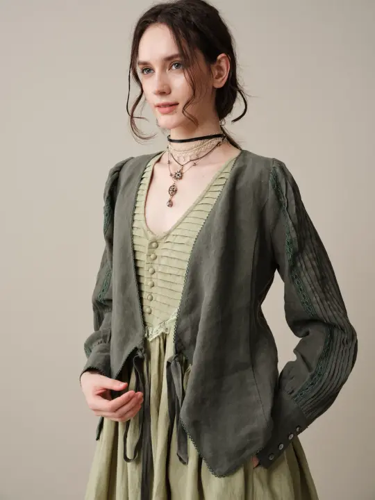 Edith 14 | Pleated Corset Linen Dress