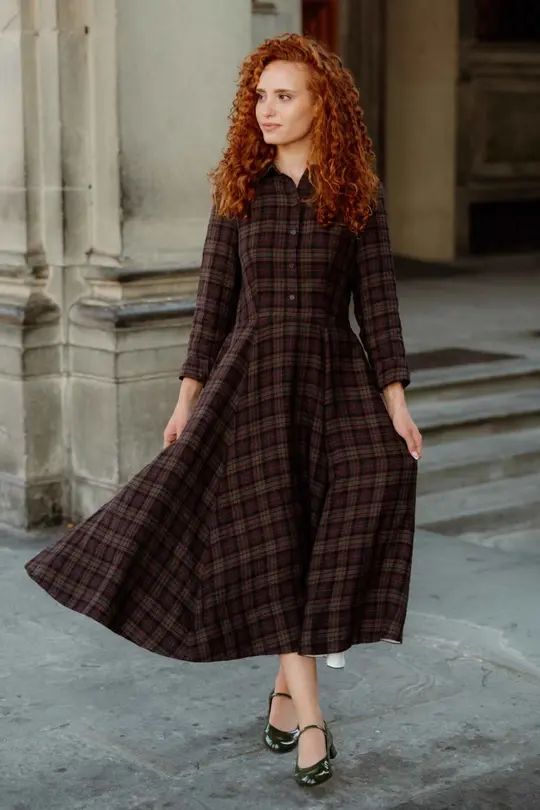Frida – Linen Dress with Shirt Collar