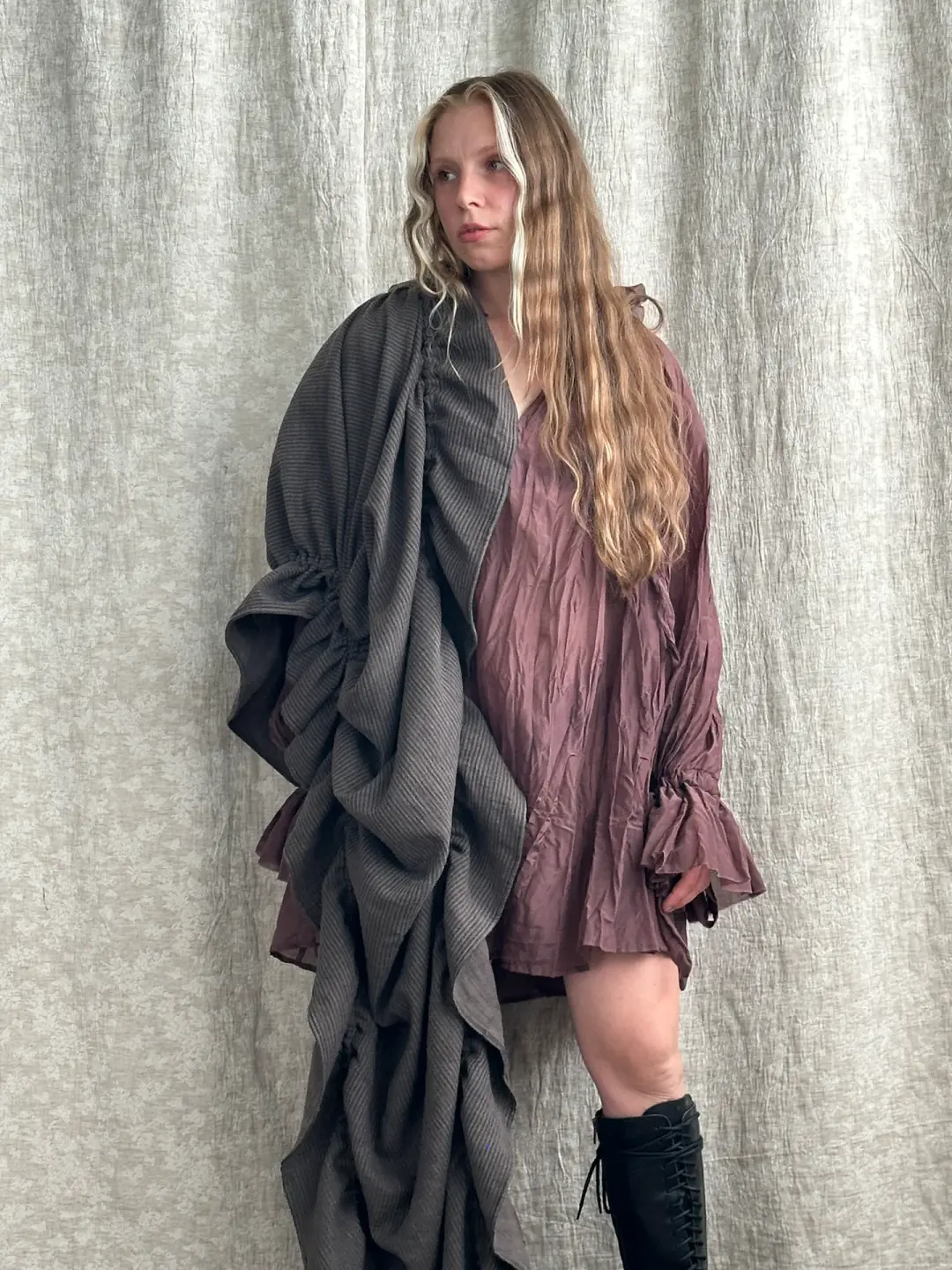 FW '26: Drawstring Scarf in Cotton Dark Stripe (Pre-Order)