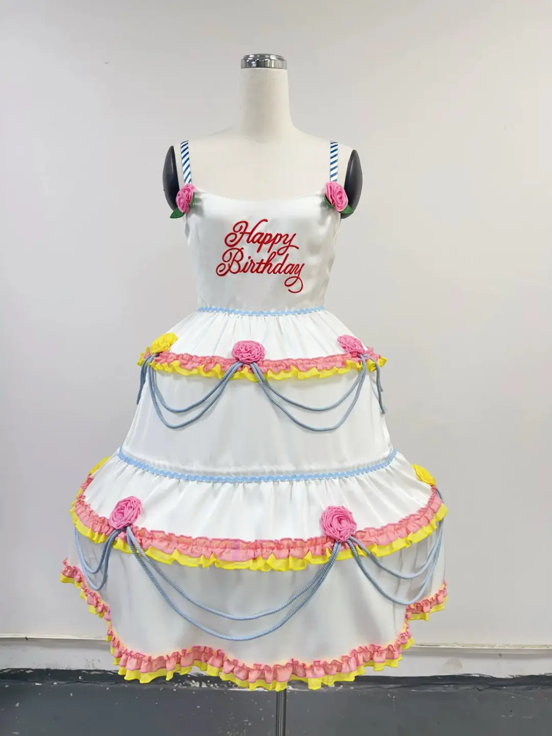 SAMPLE #409 - S Layer Cake Tiered Birthday Dress - White / Pink