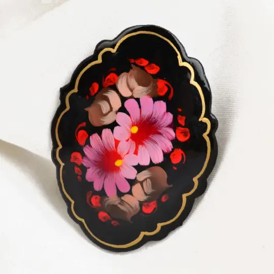 Pink Flowers Zhostovo Pin