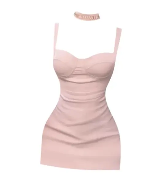 Slightly plump French gentle Qianjin suspender dress female summer pink sexy waist short skirt R3134