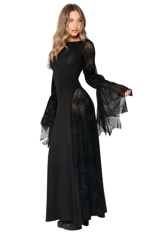 Spider Web Mesh Maxi Dress