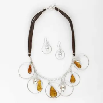 Honey Amber & Silver Jewelry Set