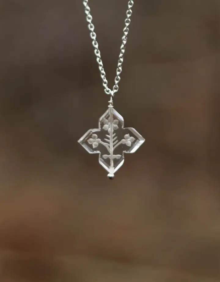 Collier 'Glacier Flocon' en cristal de roche taillé et argent 925