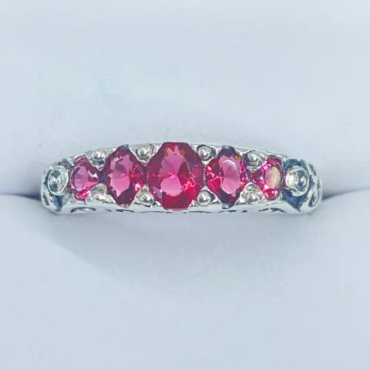 Ruby Ring, Size 6, Five-stone Georgian Victorian Jewelry #D19 - Ready to Ship