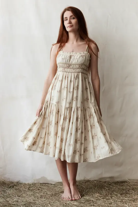 Robe 'Emily' broderie anglaise à bretelles crème