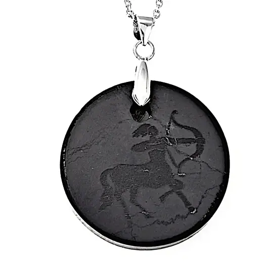 Sagittarius Zodiac Shungite Necklace in Sterling Silver 925
