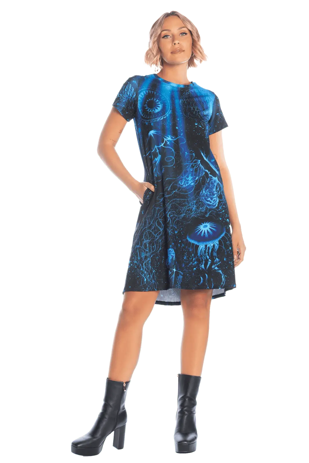 Deep Sea Jellyfish Longline Swing Tee Dress