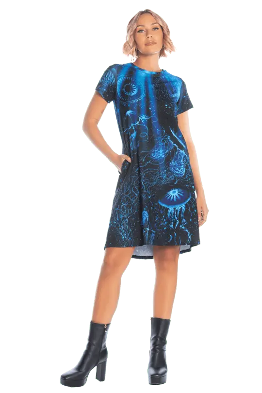 Deep Sea Jellyfish Longline Swing Tee Dress