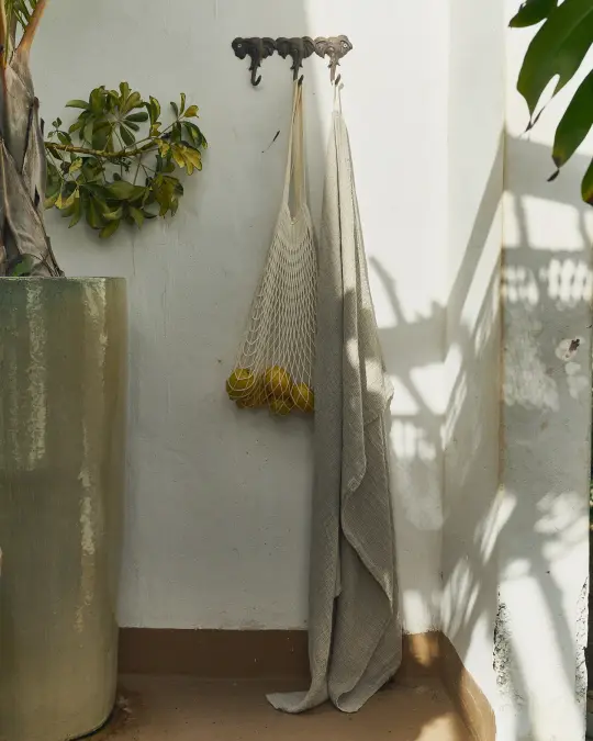 Large linen waffle bath towel