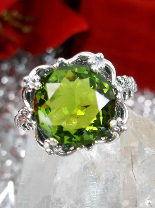 Peridot Ring, Victorian Jewelry #D103