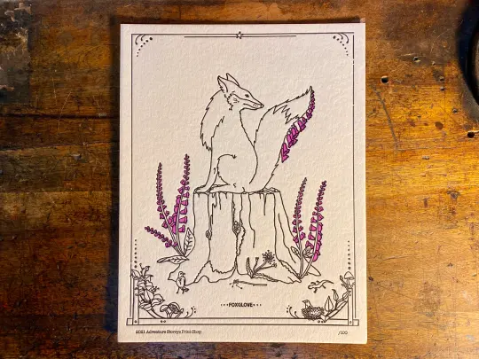 Foxglove - Limited Edition Letterpress Print (8.5 x 11")