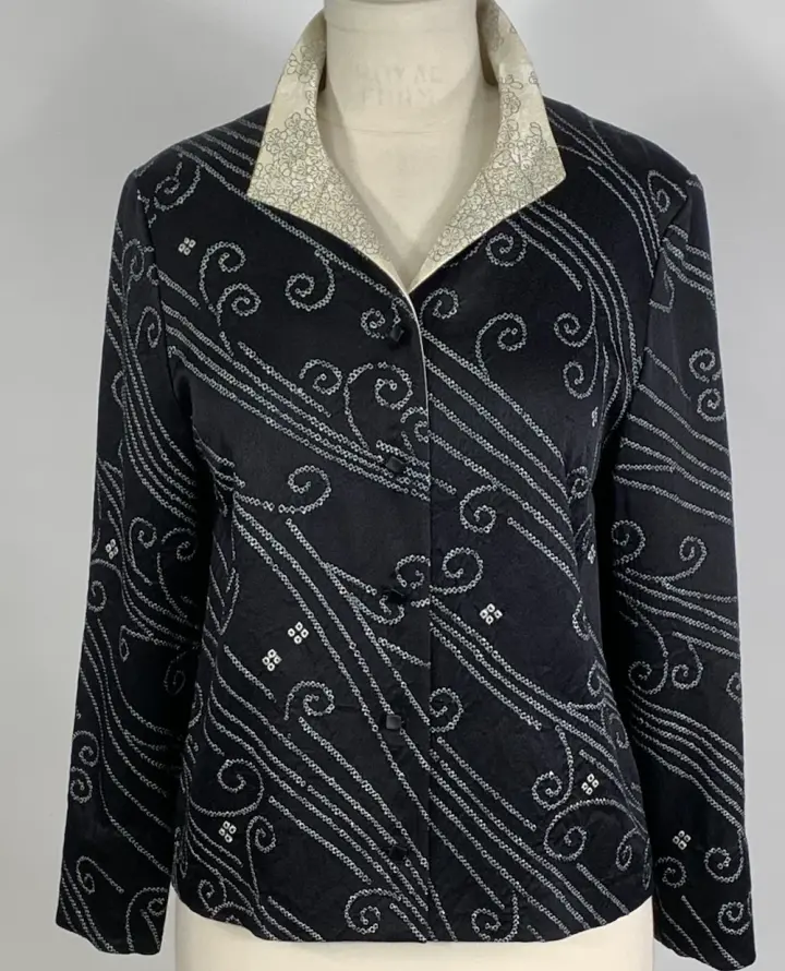 Black and White Shibori Diagonals Hitoe