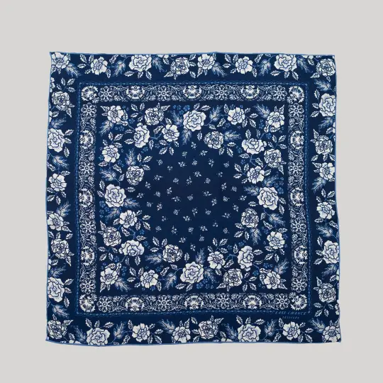 Silk Twill Scarf - Rosey in Navy