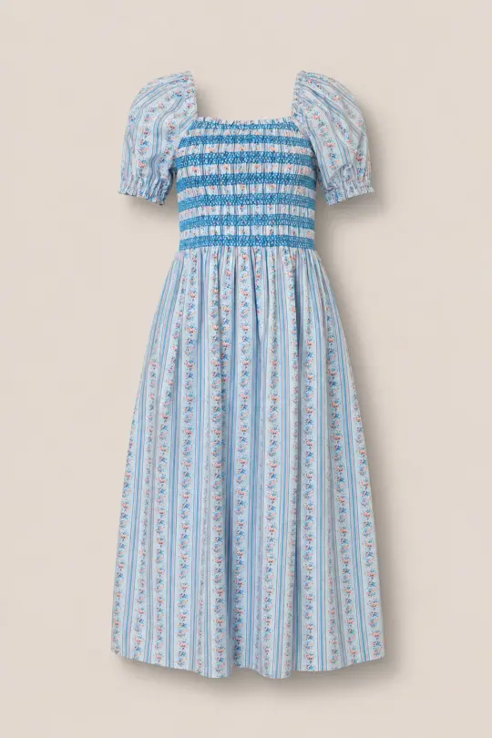 Sunday Best Dress in Rosette Linear Stripe