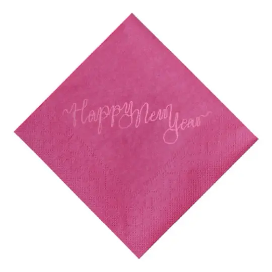 Shiny Dusty Rose on Hot Pink New Year Foil Printed Cocktail Napkins, set of 20
