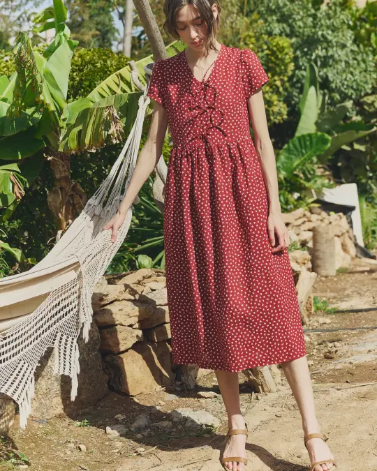 Maxi BIANCA bow tie linen dress