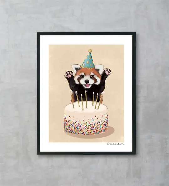 Red Panda Birthday Fine Art Print