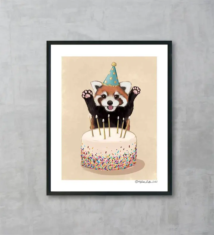 Red Panda Birthday Fine Art Print