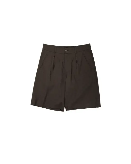 De Bonne Facture Naturalist Shorts Super 130's Cold Wool Bark Brown