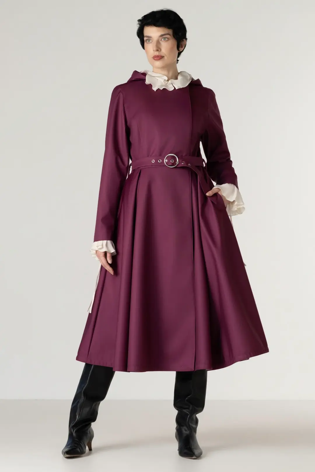 Double Breasted Trench Coat in Berry | Burgundy Night