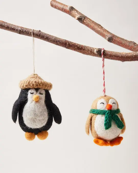 Felted Festive Penguin Ornament