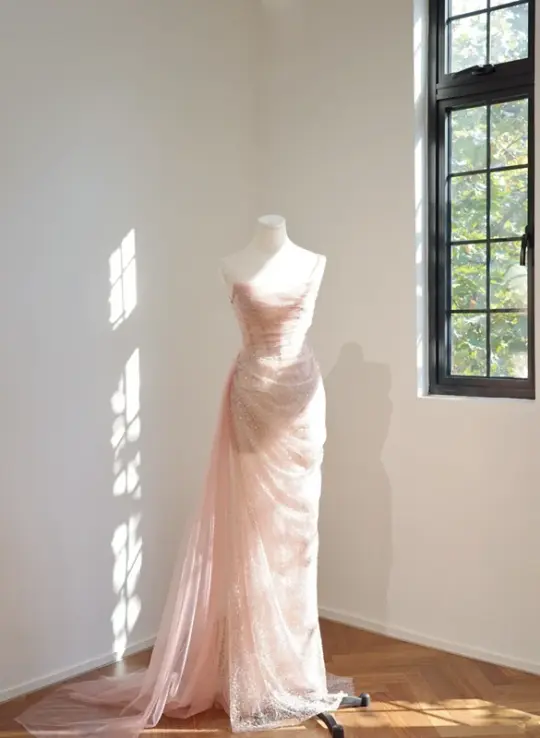 Light pink strapless fitted long ball gown, bridal dress R8445