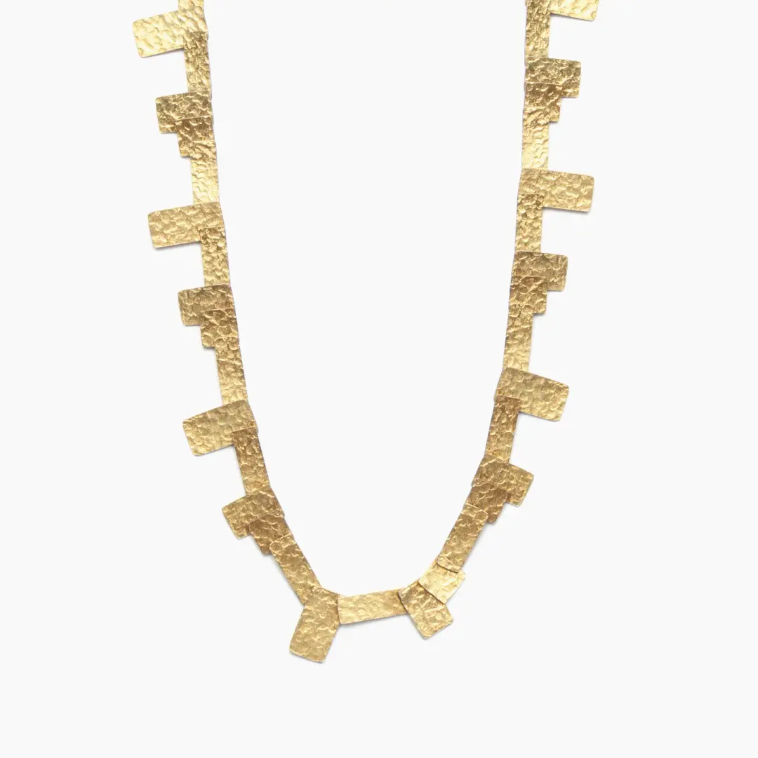 Hammered Delicate Long Tab Link Necklace