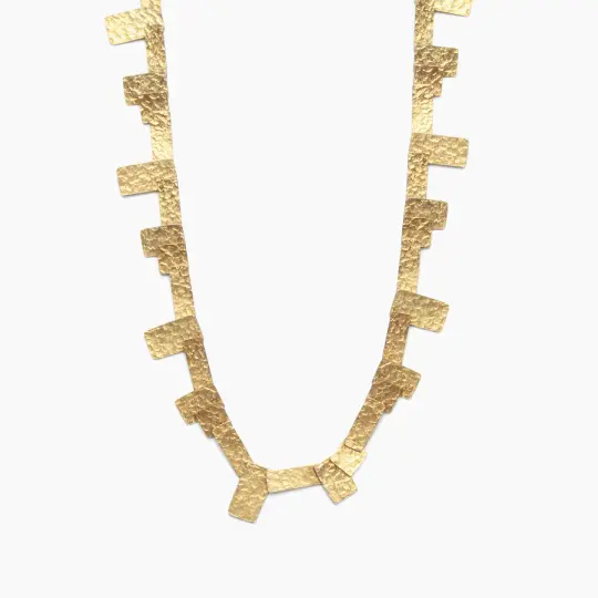 Hammered Delicate Long Tab Link Necklace