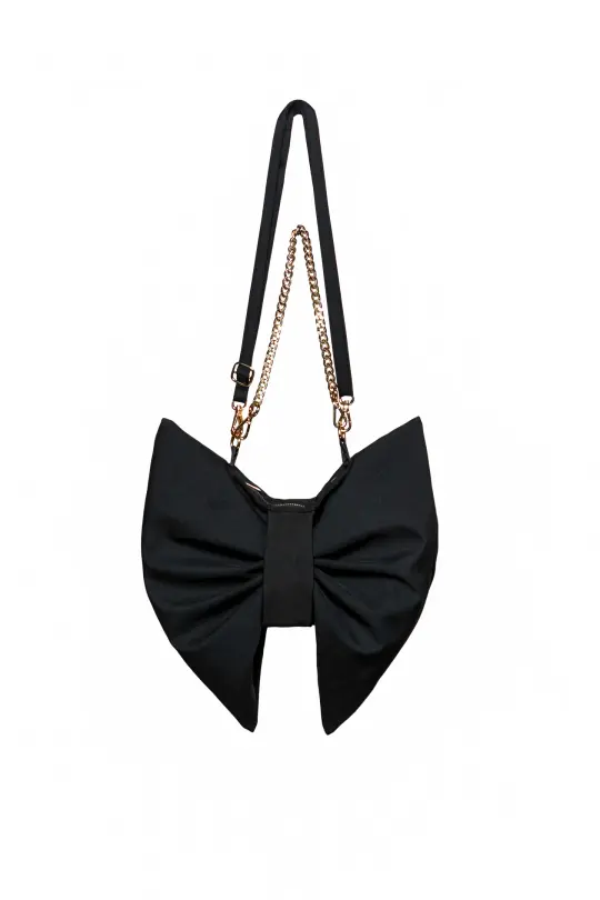 Bow Clutch Purse in Black