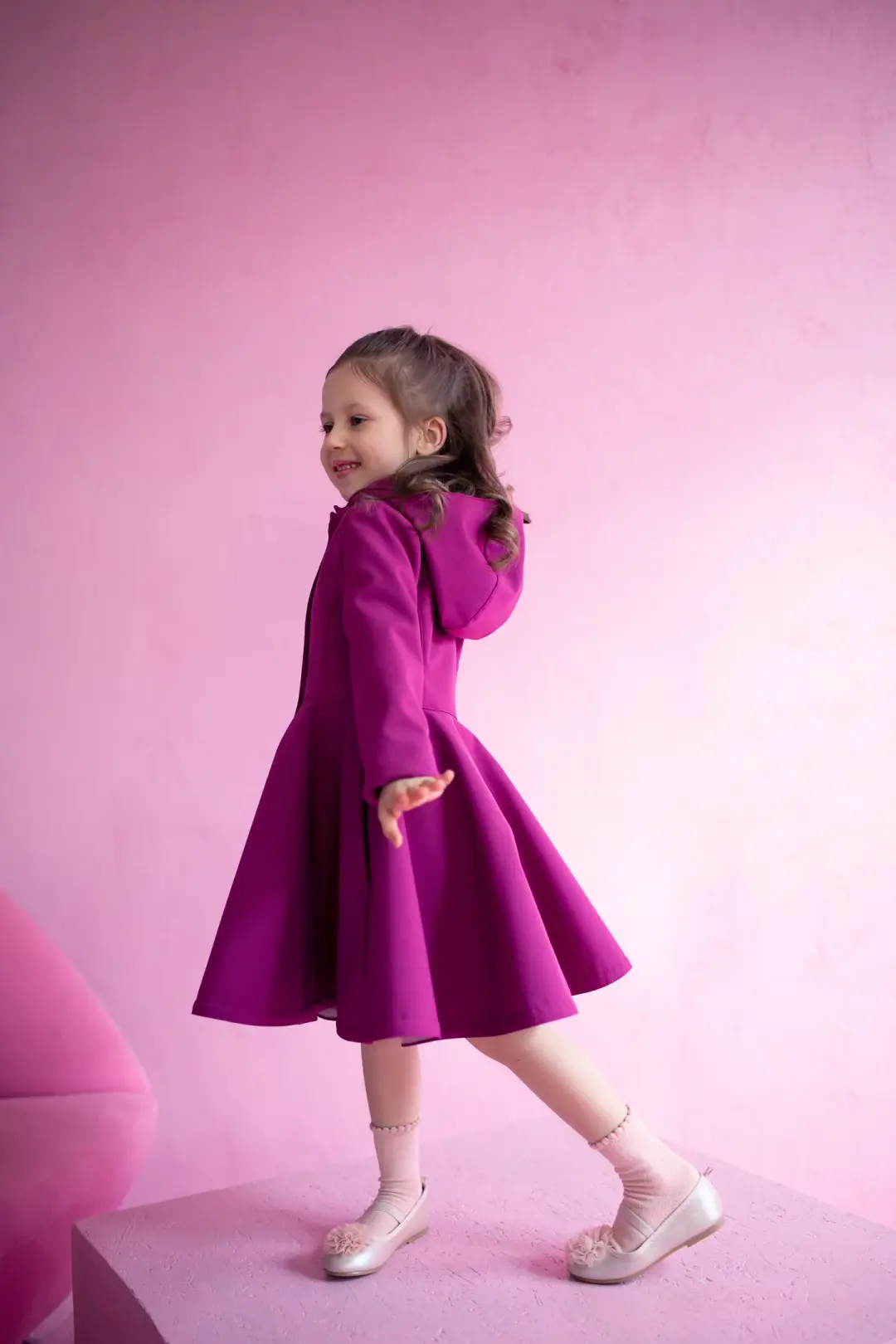 Girls' Bright Pink Coat with Hood | Raspberry Dream