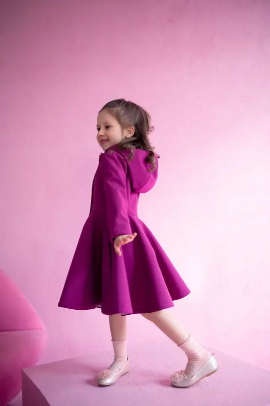 Girls' Bright Pink Coat with Hood | Raspberry Dream