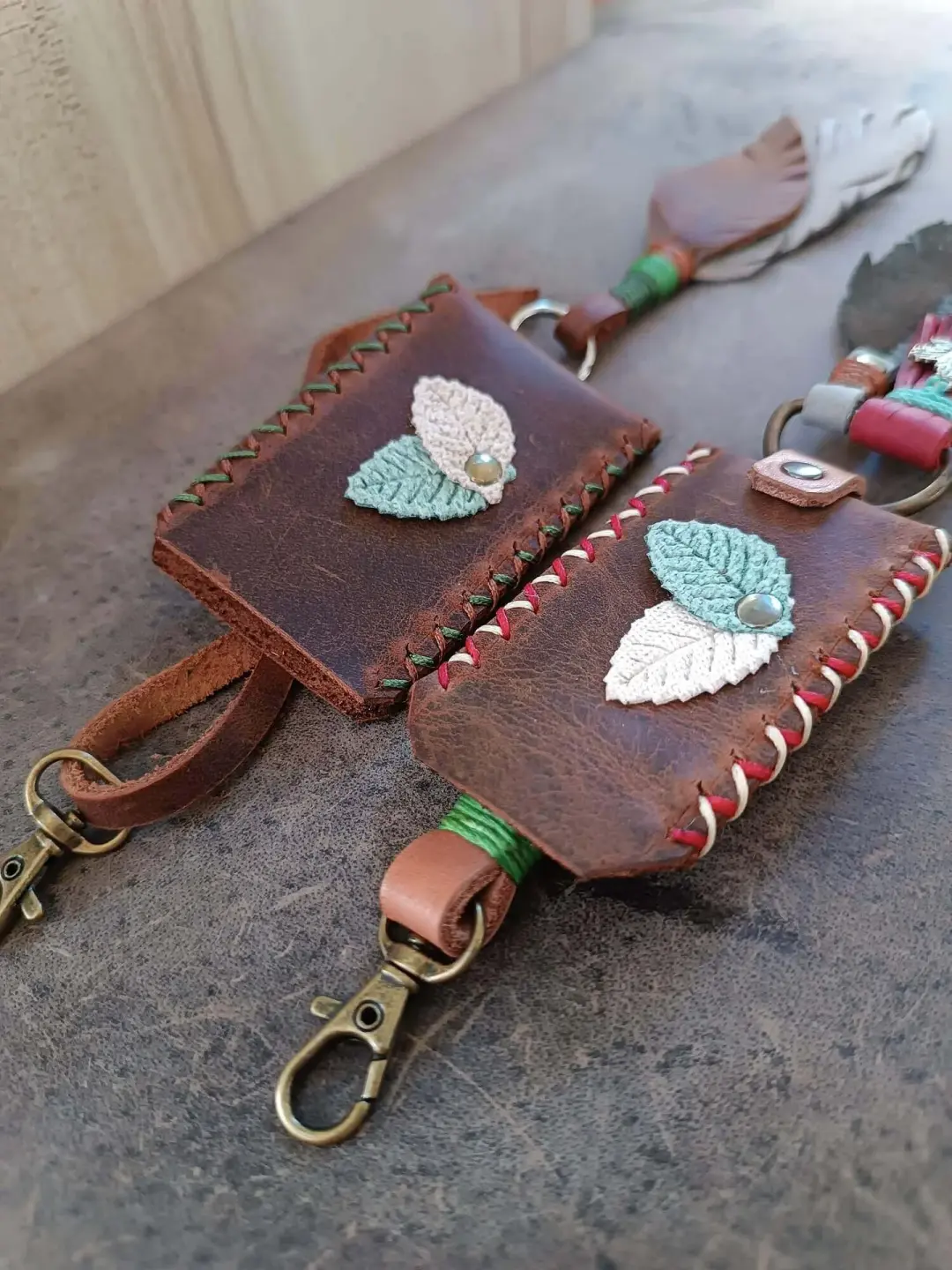 Omamori Boho Leather Lucky Charm Pouch - OOAK Hand-Stitched Bag Charm
