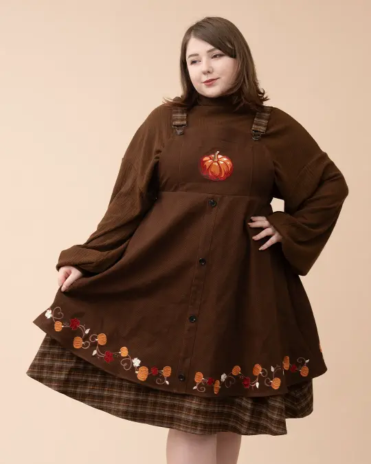 Fall Pumpkin Overalls Dress