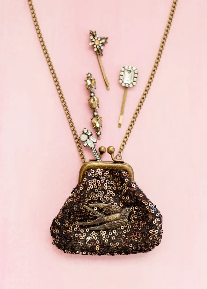 Deavaney Coin Purse in Black Shimmer