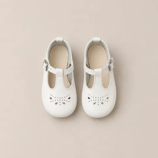 Mini Alison T-Strap Shoes in White
