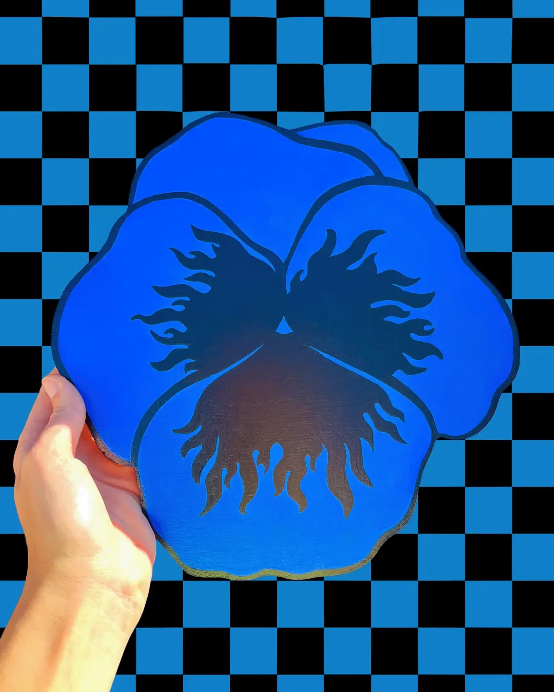 Wooden Wallflower- Royal Blue Pansy