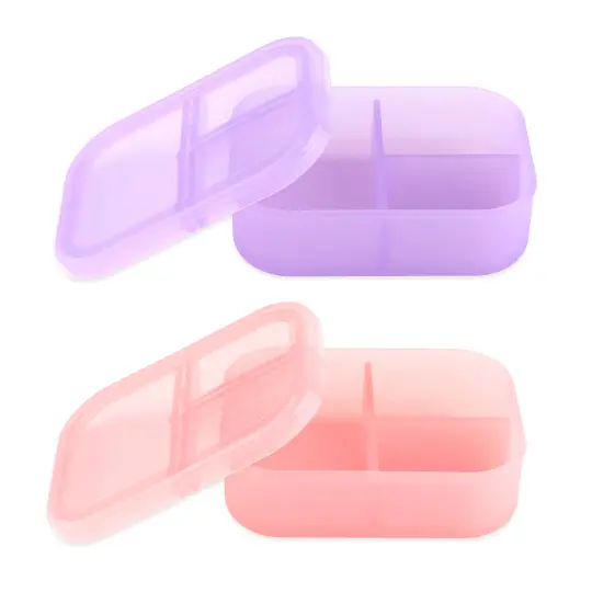 Silicone Bento Box 3 Section 2 Pack: Magenta Jelly