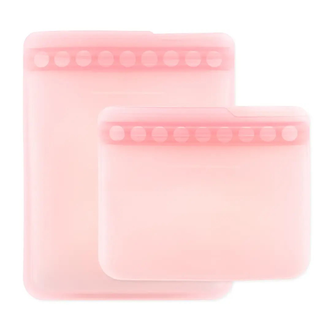 Silicone Flat Reusable Bag 2 Pack, Pink