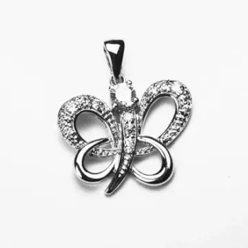 Crystal and Sterling Silver Butterfly Pendant