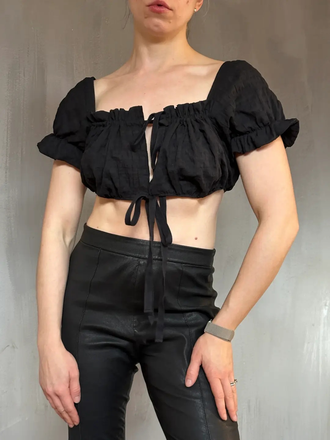Sample Sale: Dirndl Top in Black Cotton (34-37" Bust)