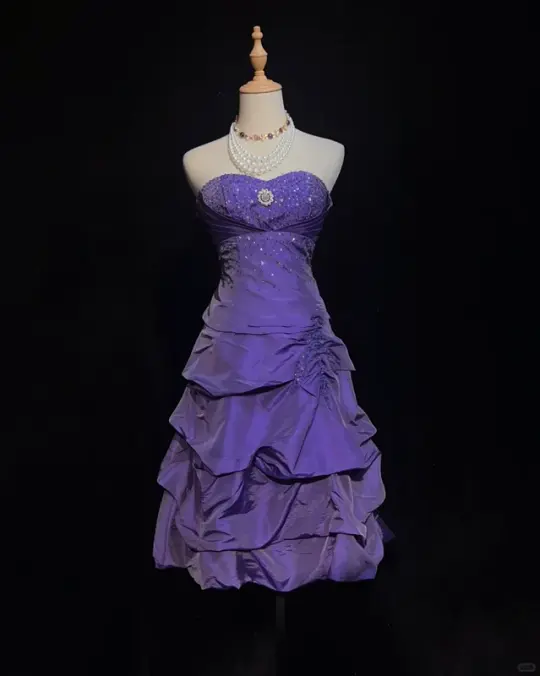 Purple tube top waisted top with flower bud skirt short skirt suit homecoming dress R4966