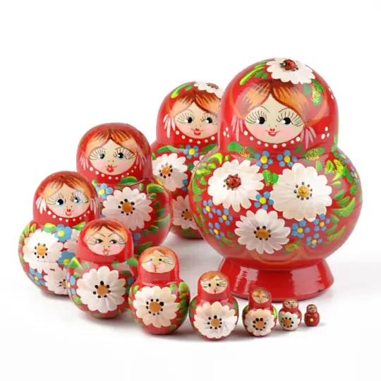 Daisies Girl with Ladybug Stacking Doll