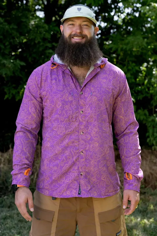 Triple Crown Button Down Long Sleeve | Purple Topo