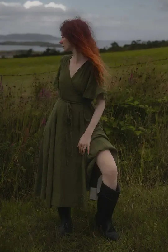 Wrap – Linen Dress with Butterfly Sleeves