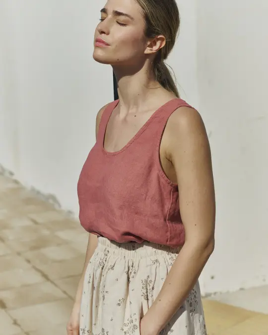 PORTO linen tank top